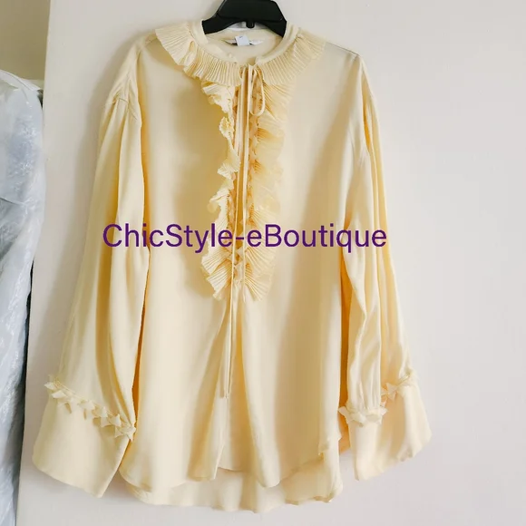 H&M S/S 2025 The STUDIO Ruffled Tunic Pale Yellow ONLY NO LOW BALLING!! - Picture 7 of 16
